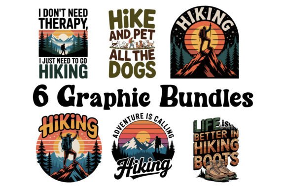 6 Mountain Vibes Hiking Graphic Bundles: Capture the Spirit of Adventure